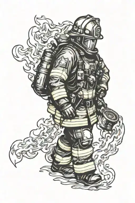Firefighter Battling Flames