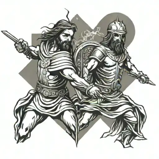 Jesus And Roman Warrior