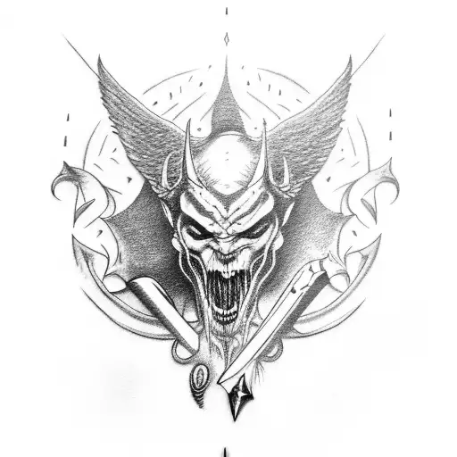 Lucifer Tear With Sword And Blood