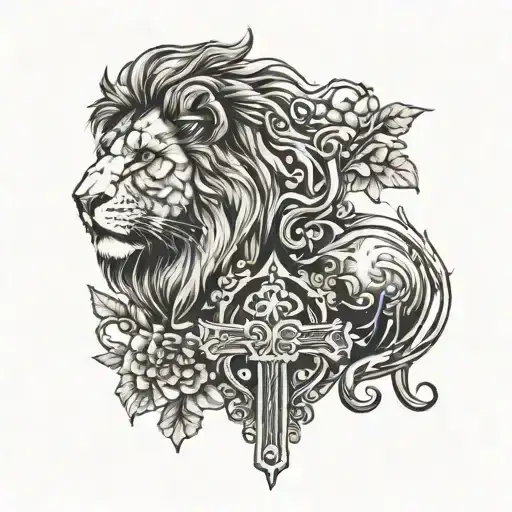 Lion And Cross Blend Together