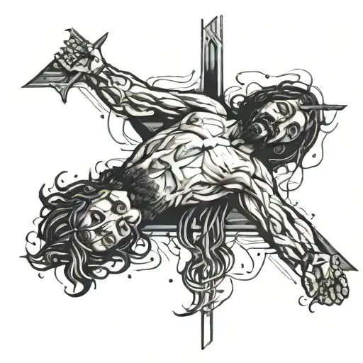 Crucified Jesus Christ Upside Down Black Tears