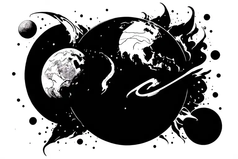 Planet Tattoo With