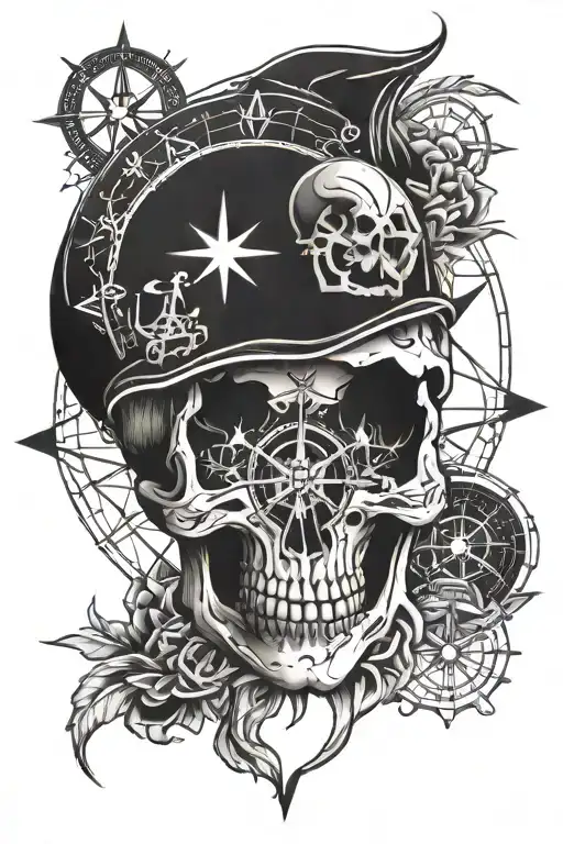 Skull And Compass Surrounded