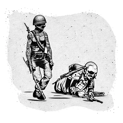 Dead Soldier With His Mom