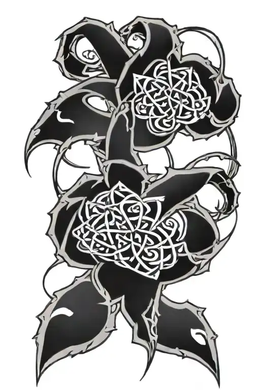 Cancer Ribbon Over Tribal Thorns