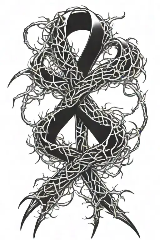 Cancer Ribbon In Bed Of Thorns
