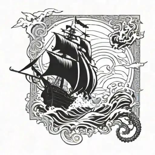 Kraken Attacking Pirate Ship