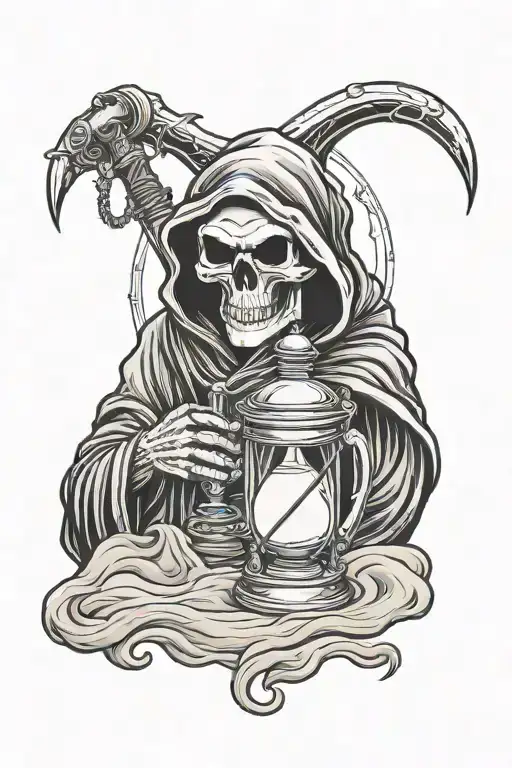 Grim Reaper Holding Hour Glass With Sand