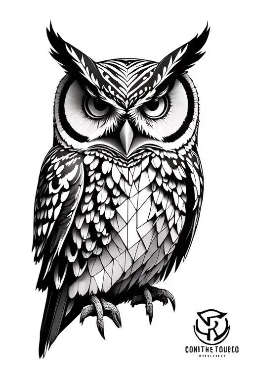 Half Realistic Owl Half Geometric Owl