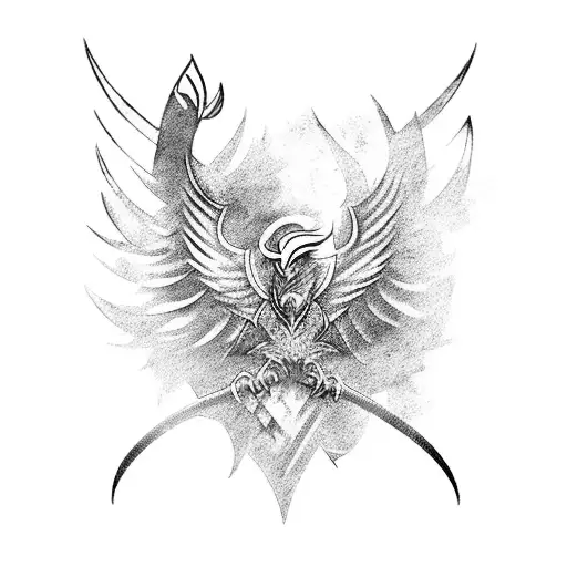 A Medieval Warrior Fused With A Phoenix