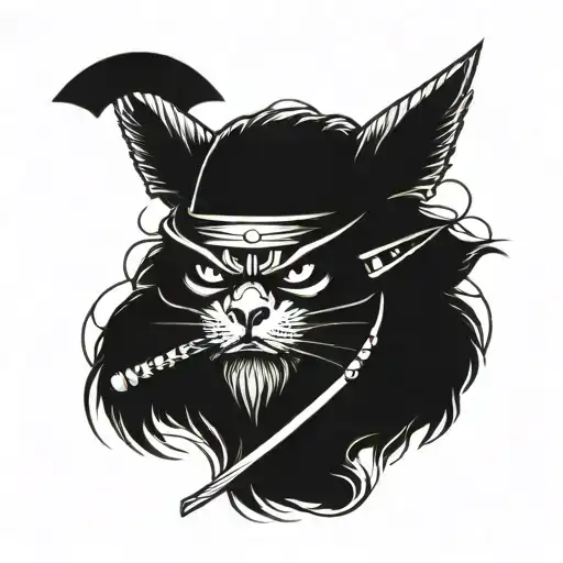 Skull Samurai Cat