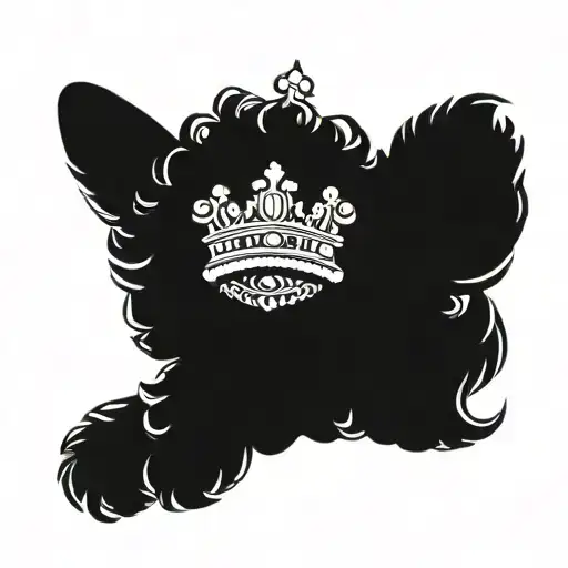 Bejeweled Crown On The Head Of A Black Poodle
