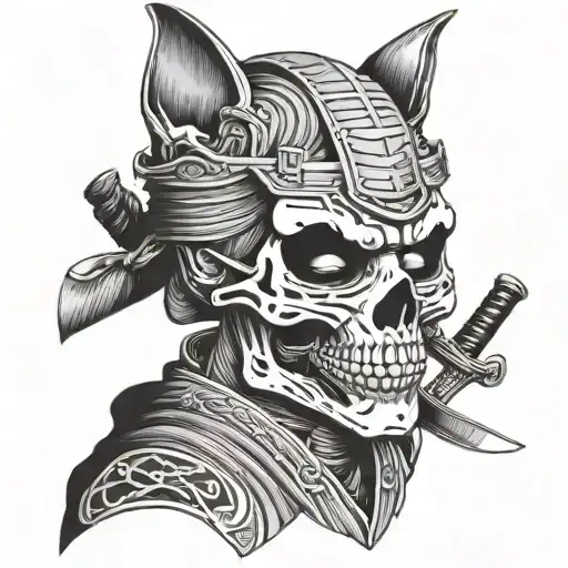 Skull Samurai Cat