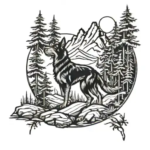 Hiking With Dog Mountains And Woodland Scene