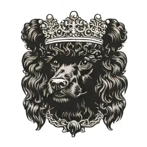 Crown On The Head Of A Black Poodle