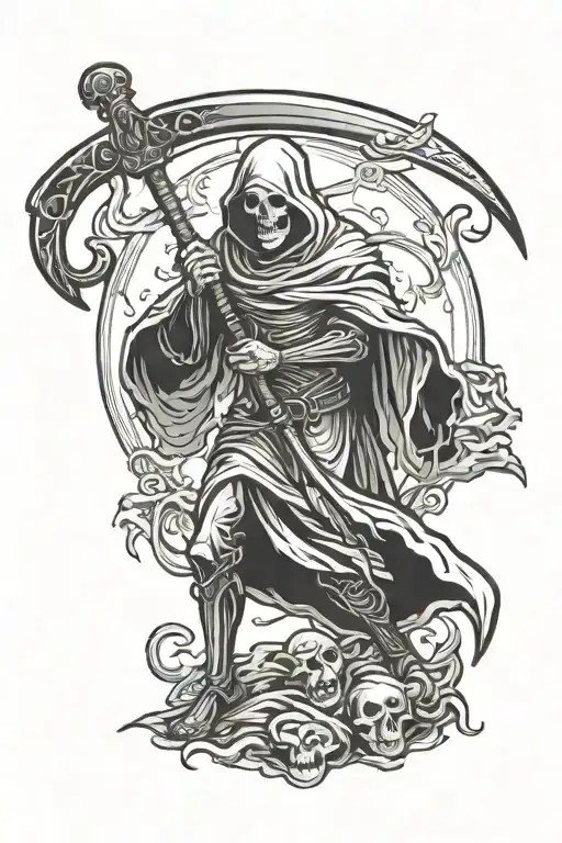 Grim Reaper Holding A Scythe