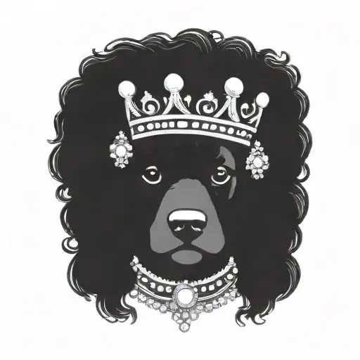 Jeweled Crown On The Head Of A Black Poodle