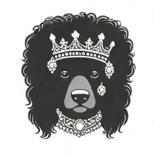 Jeweled Crown On The Head Of A Black Poodle