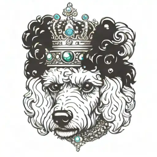 Jeweled Crown On The Head Of A Black Poodle
