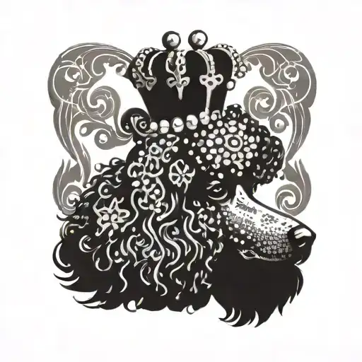 Jeweled Crown On The Head Of A Black Poodle