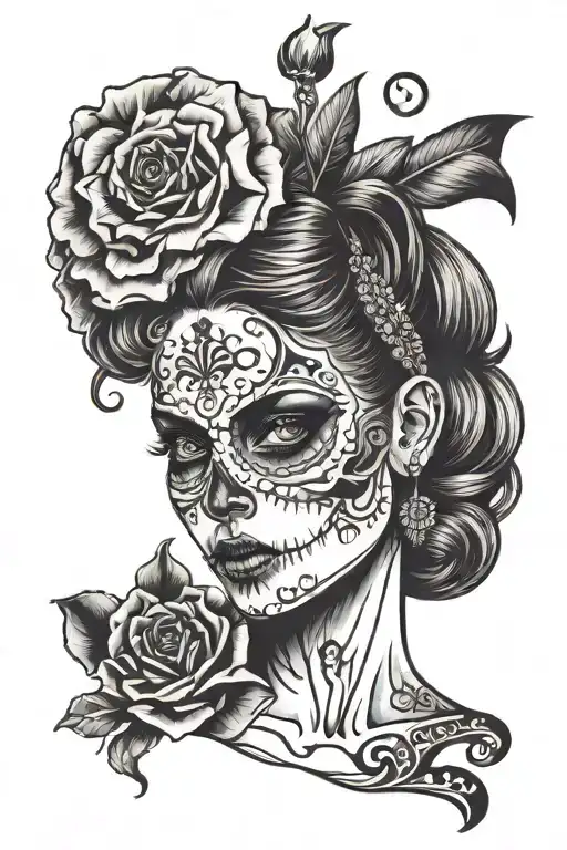 Girl Skull Face Black