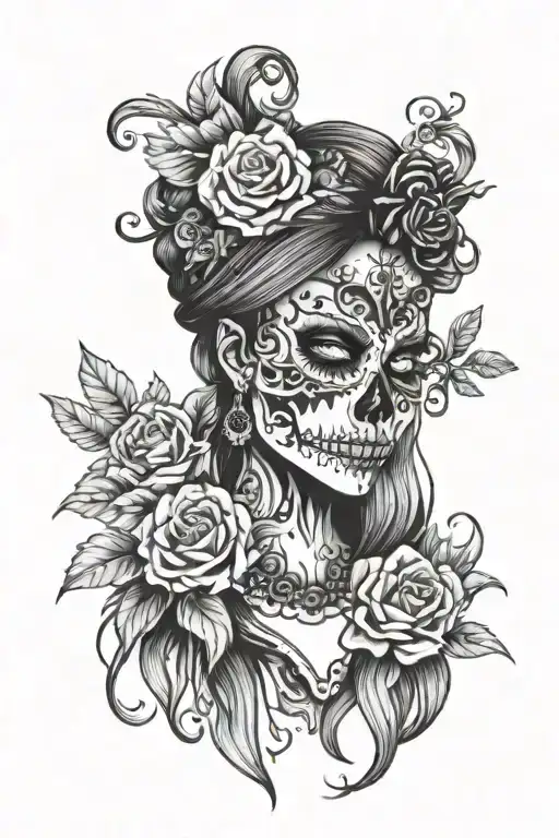 Girl Skull Face Black