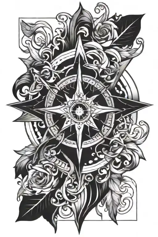 Wind Rose Tattoo Design