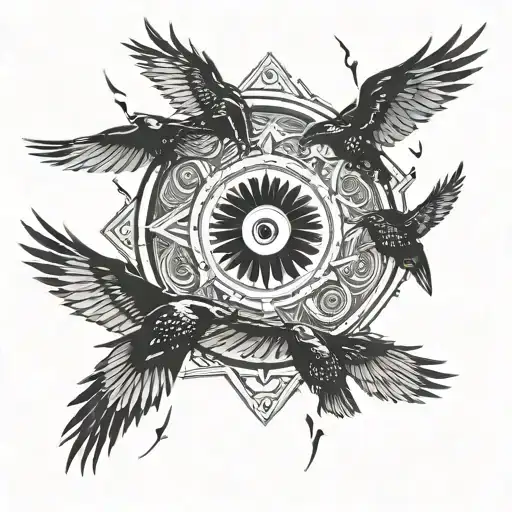 Sharingan Itachi Uchica With Many Crows Flying