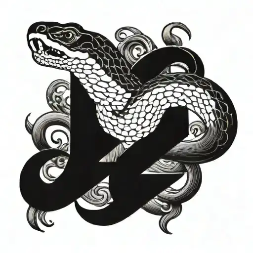 Number 54 With Old English Font Surrounded By A Snake