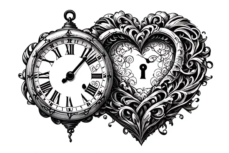Clock Shaped As A Heart Shaped Lock