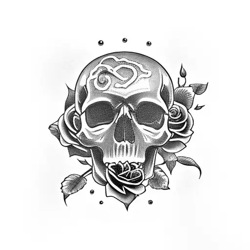 Skull With Roses And A Snake