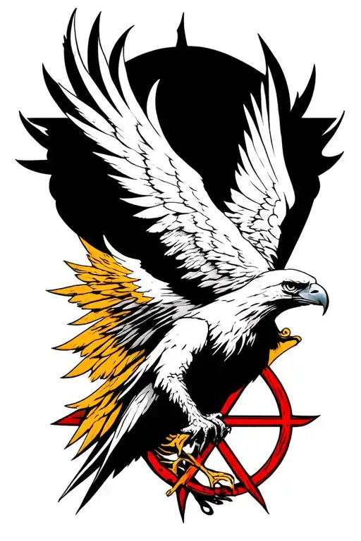 Deathly Hallows Symbol With Golden Eagle Behind
