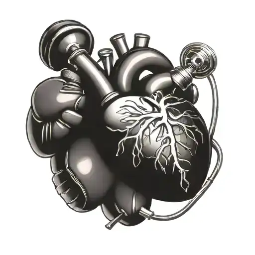Black And Grey An Anatomical Heart With Boxing Gloves And A Stethoscope