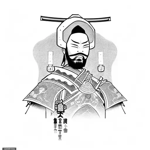 Japanese Samurai Warrior In A Futuristic Industrial Setting