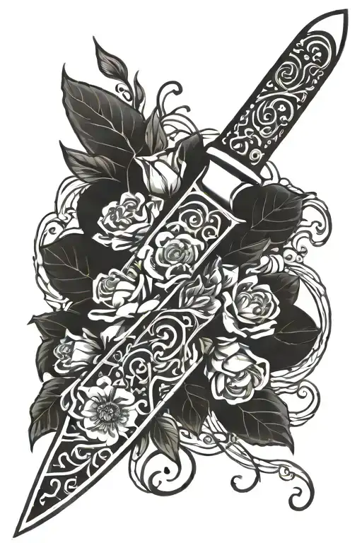 Chef Knife With Flowers Intertwined