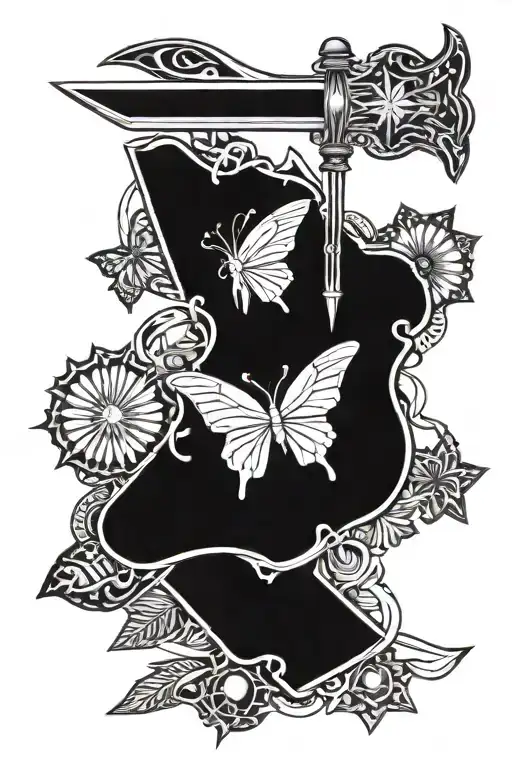 Philippine Flag Sun And Stars Above Butterfly Knife