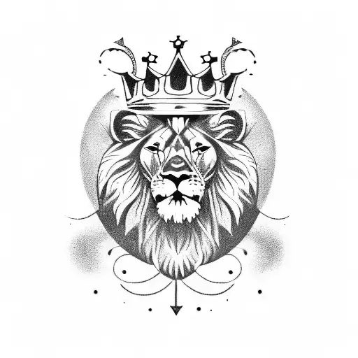 Lion Skull With Crown And Sword In His Hand