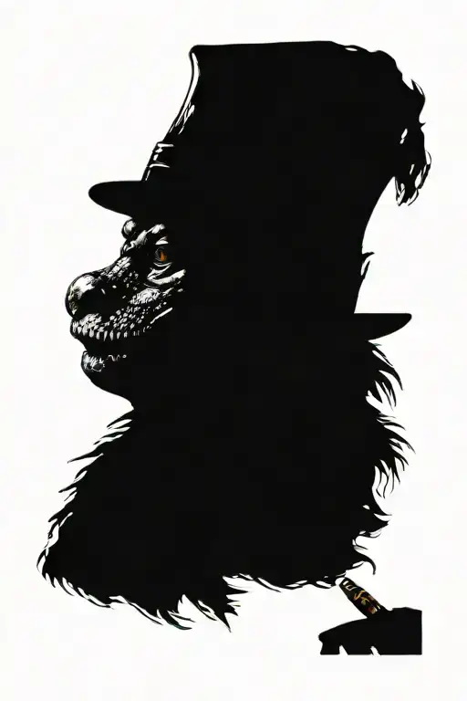 A Portrait Of An Alligator Who Is Wearing A Suit And A Mafia Fedora With A Cigar In His Mouth