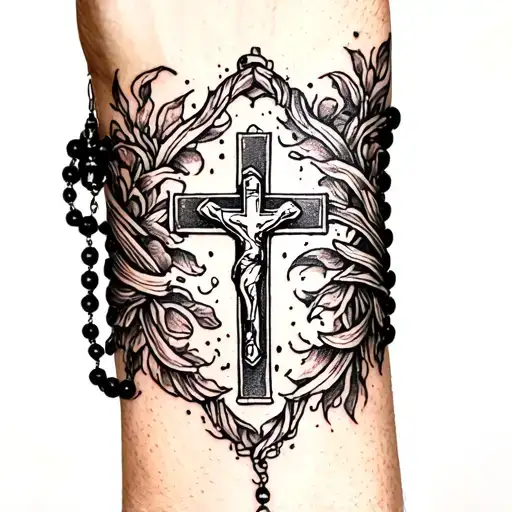 Rosary Wrapped Around The Forearm