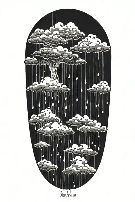 Rain With Cloud Tattoo Has Left Side Is Half Circle Boundry Shape