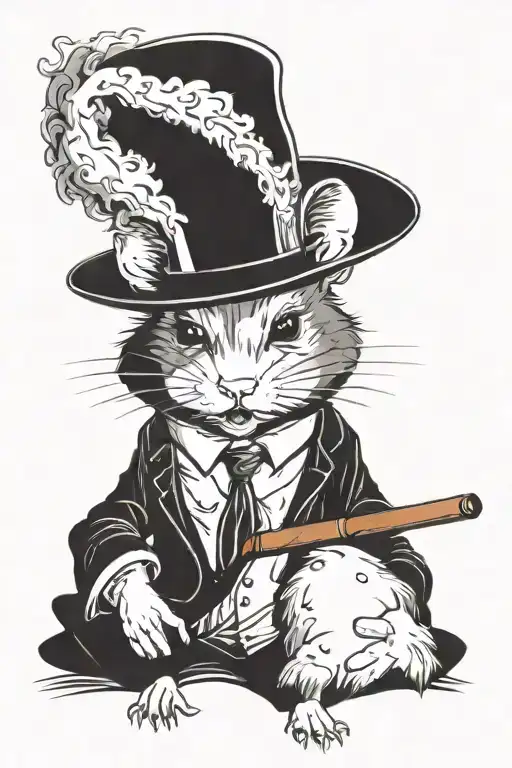 Angry Hamster In A Suit And Mafia Fedora With A Cigar