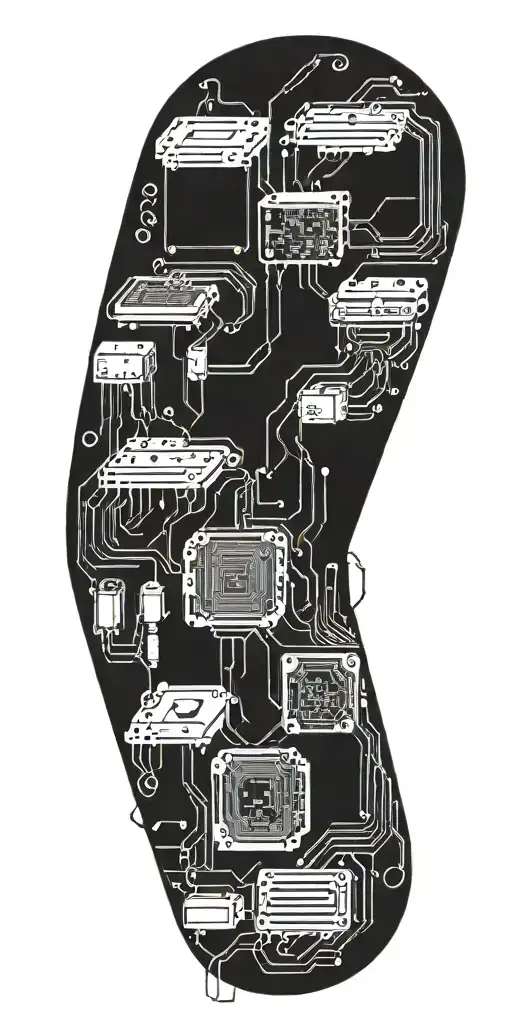 Central Processing Unit Surrounded By Circuit Board Traces And Co-processors
