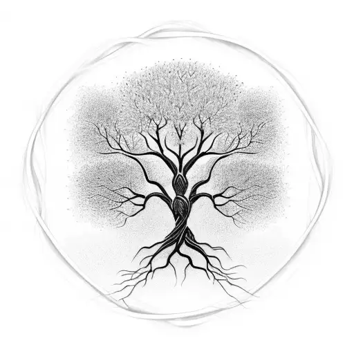 An Elegant Tree Of Life With Intertwined Branches Representing Sibling Bonds