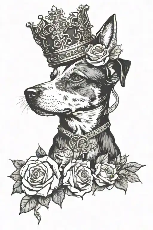 Dog And Roses And Crown