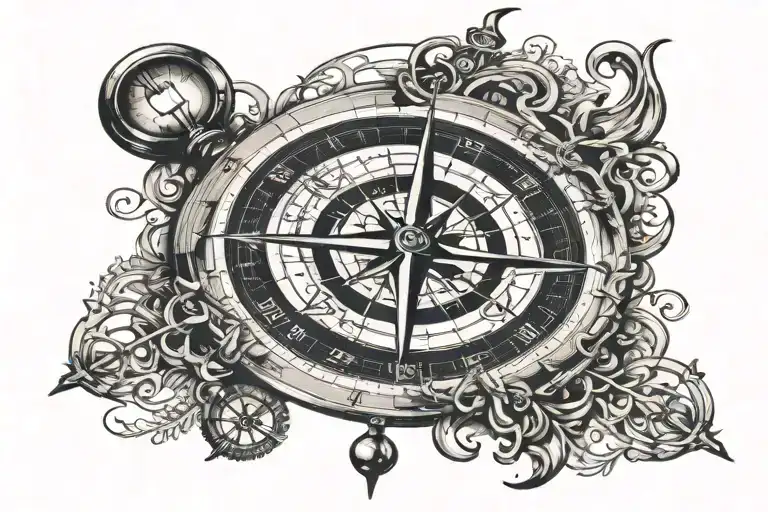 Nautical Compass With Music Notes Incorporated