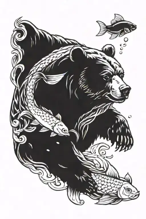 Bear And Koi Fish
