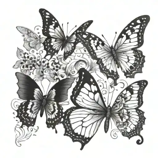 3 Atalanta Butterflies Fluttering In Different Positions