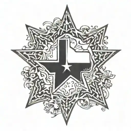 A Silhouette Of The Texas State Outline With A Lone Star In The Center