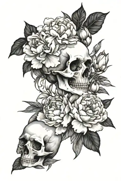 Persephone And Peonies And Skull