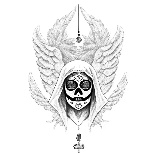 Angel Whit Balaclava Holding A Money Bag